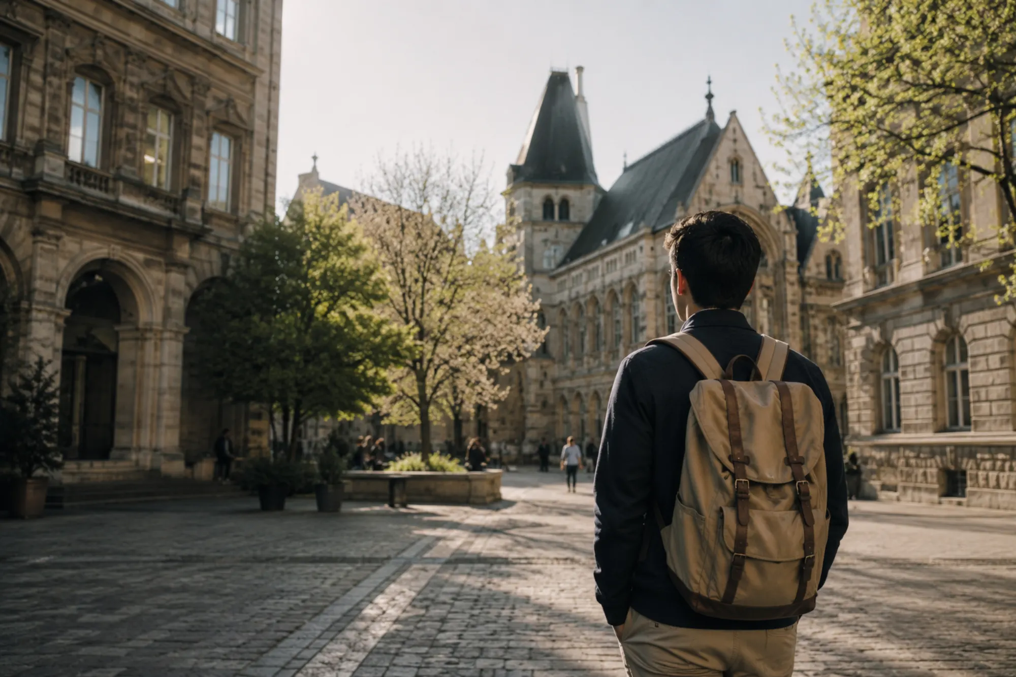 International students together on campus in Budapest